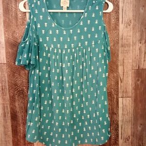 Turquoise Cold Shoulder Blouse